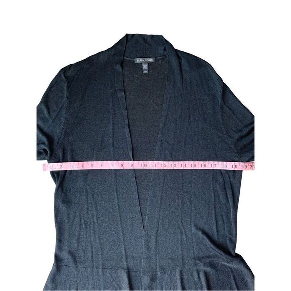 Eileen Fisher 2 Tier Ruffle Open-Front Stretch Jersey Cardigan - Picture 7 of 9